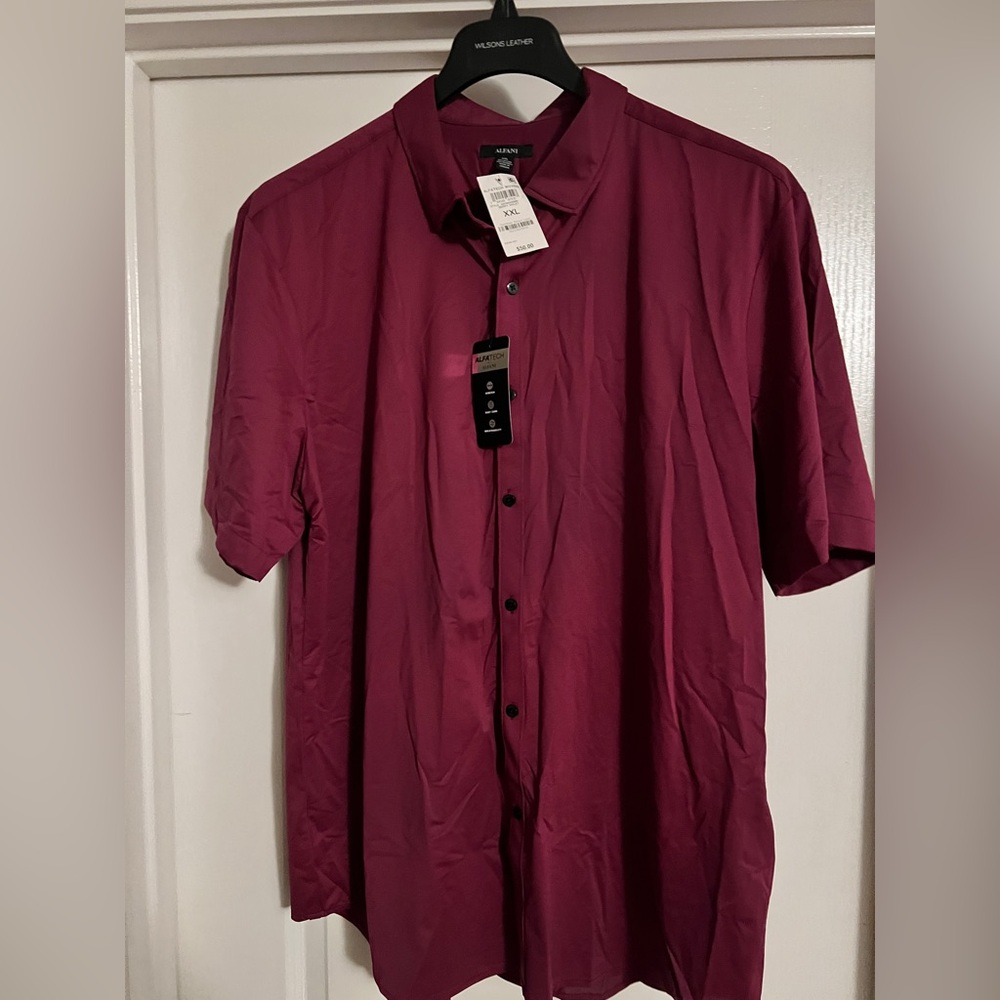 Alfani Men's Burgundy button down Shirt size XXL
